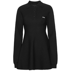 Rotate Slinky Knit Polo Kjole, Sort